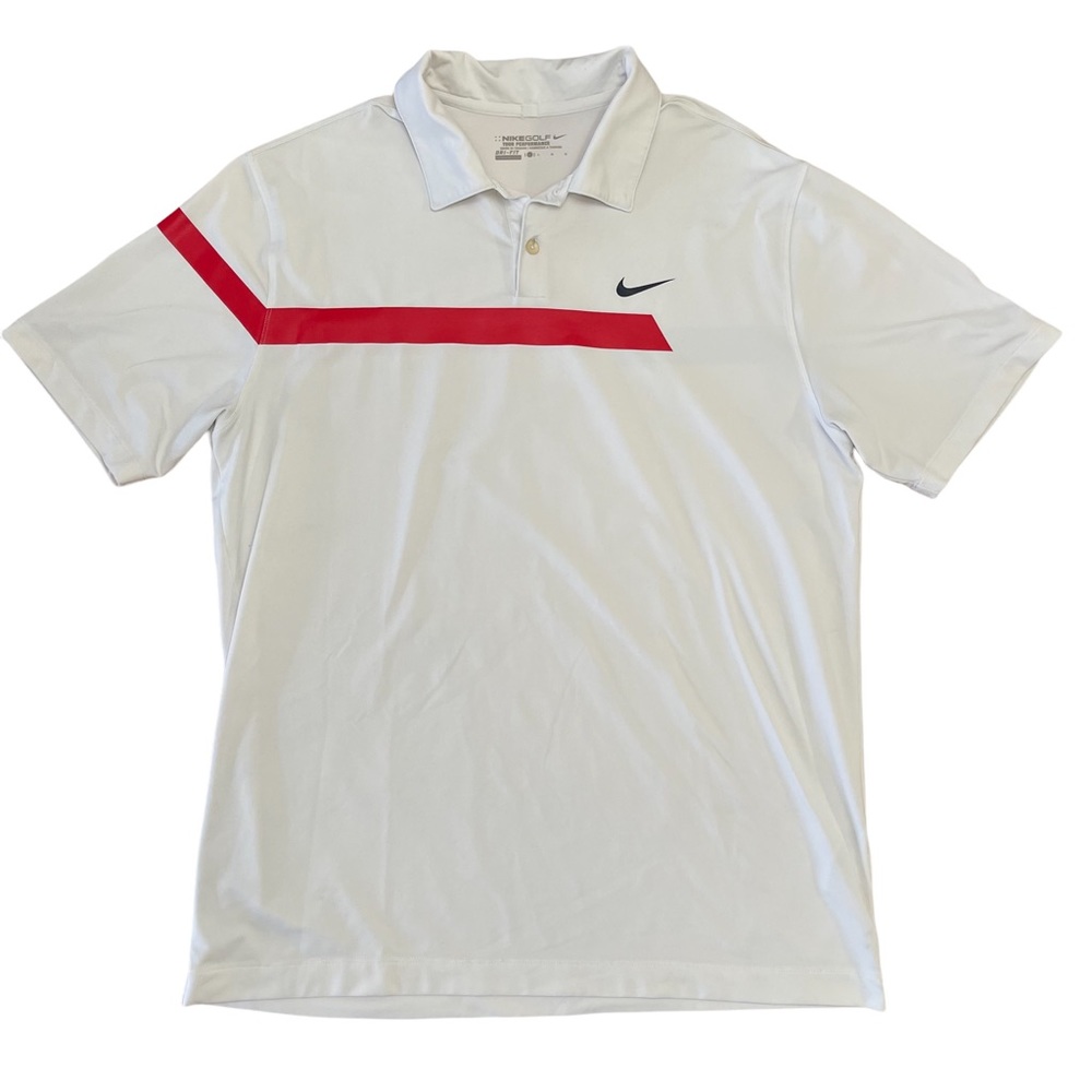 Nike White Polo with Red Stripe